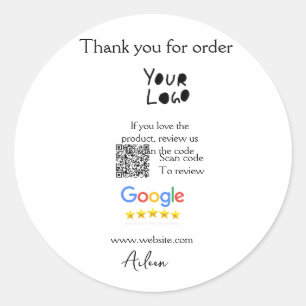 GoogleレビューのビジネスのロゴウェブサイトスキャンQRコード ラウンドシール