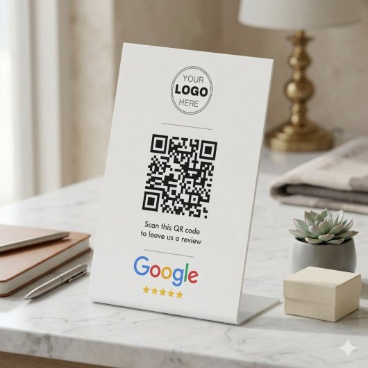 GoogleレビューシンプルミニマルQRコードロゴ 台座サイン