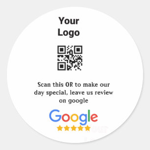 GoogleレビュースキャンQRビジネスのロゴ名を追加simpl ラウンドシール