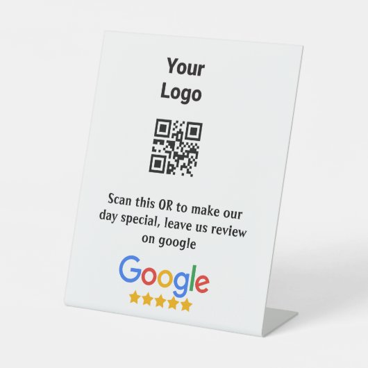 GoogleレビュースキャンQRビジネスのロゴ名を追加simpl 台座サイン (正面)