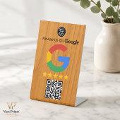 Googleレビューテーブルサイン 木製QRコード ビジネス用 台座サイン