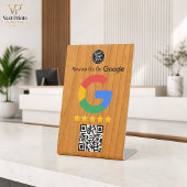 Googleレビューテーブルサイン 木製QRコード ビジネス用 台座サイン