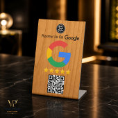 Googleレビューテーブルサイン 木製QRコード ビジネス用 台座サイン