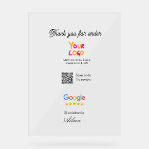 GoogleレビュービジネスロゴウェブサイトQRコードスキャン アクリルサイン