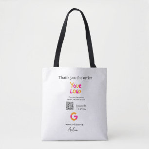 GoogleレビュービジネスロゴウェブサイトQRコードスキャン トートバッグ