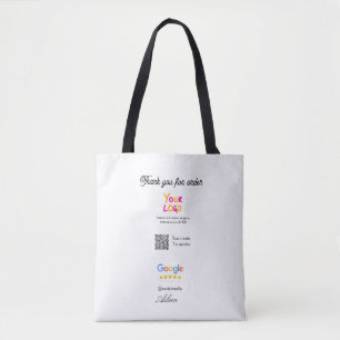 GoogleレビュービジネスロゴウェブサイトQRコードスキャン トートバッグ