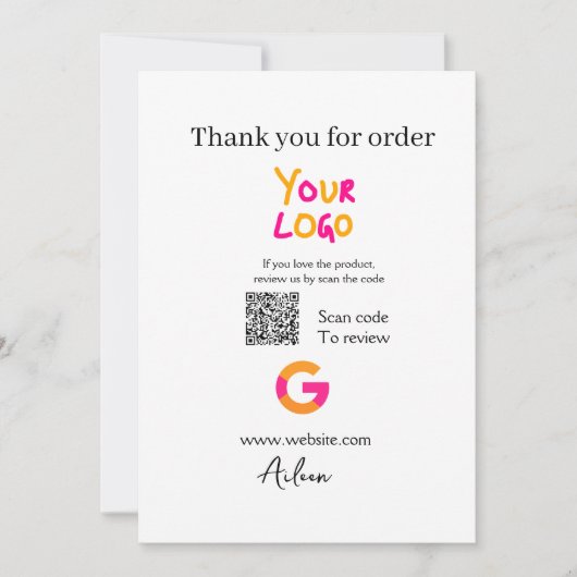 GoogleレビュービジネスロゴウェブサイトQRコード読み取り 招待状 (正面)