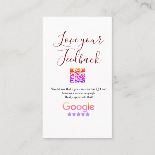 GoogleレビュービジネスロゴQRコードスキャンレビュー 名刺 (正面)