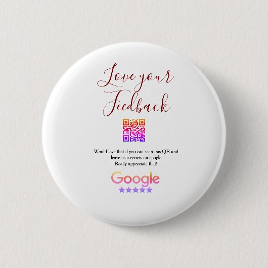 GoogleレビュービジネスロゴQRコードスキャンレビュー 缶バッジ (正面)