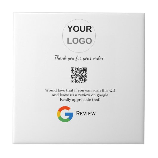 GoogleレビュービジネスロゴQRレビューのスキャン タイル (正面)