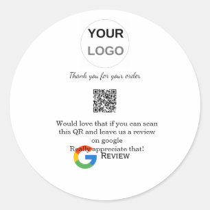 GoogleレビュービジネスロゴQRレビューのスキャン ラウンドシール