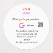 GoogleレビュービジネスロゴQRレビューのスキャン ラベル (デザイン1)