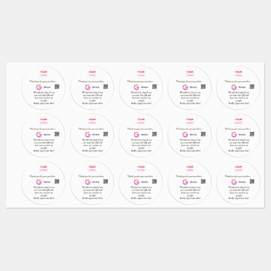 GoogleレビュービジネスロゴQRレビューのスキャン ラベル (シート)