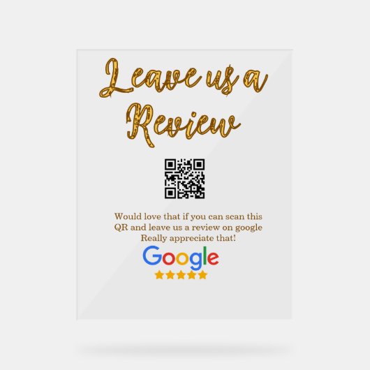 GoogleレビュービジネスロゴScan QRレビュー アクリルサイン (正面)