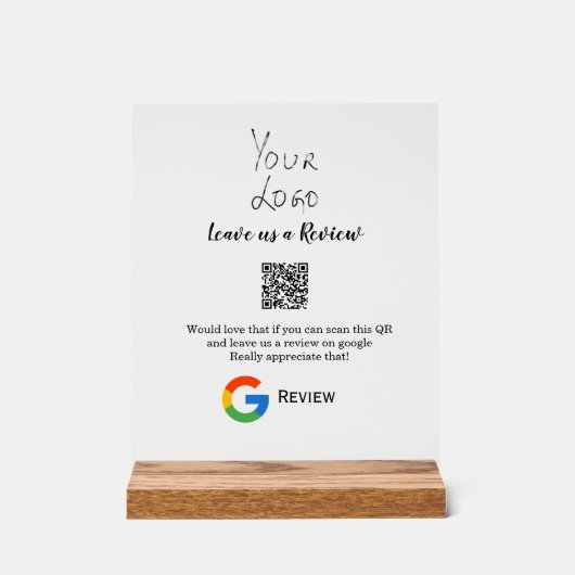 GoogleレビュービジネスロゴScan QRレビュー アクリルサイン (正面)