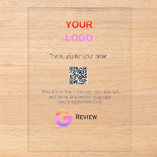 GoogleレビュービジネスロゴScan QRレビュー アクリル招待状 (正面)