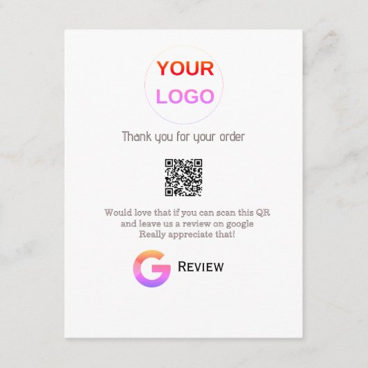 GoogleレビュービジネスロゴScan QRレビュー エンクロージャーカード (正面)