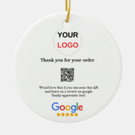 GoogleレビュービジネスロゴScan QRレビュー セラミックオーナメント
