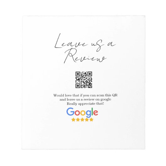 GoogleレビュービジネスロゴScan QRレビュー ノートパッド (正面)
