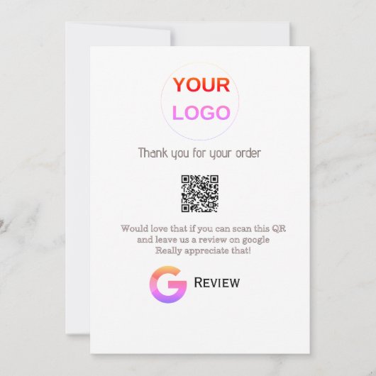 GoogleレビュービジネスロゴScan QRレビュー 招待状 (正面)