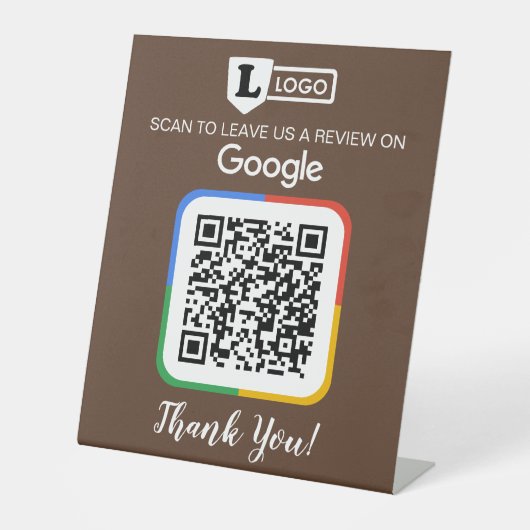 Googleレビュー依頼カード(ロゴとQRコード付き) 台座サイン (正面)