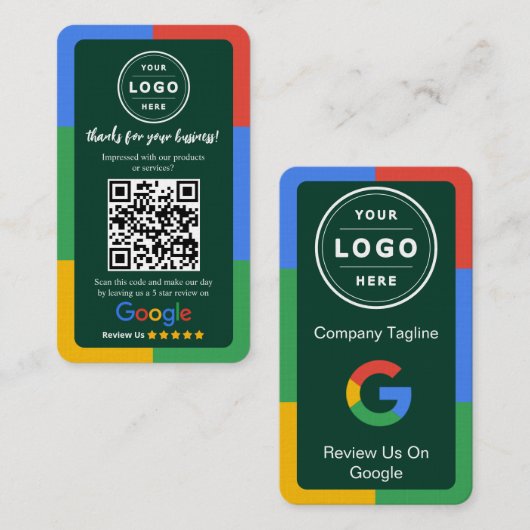 Googleレビュー依頼カード(ロゴとQRコード付き) 名刺 (正面/裏面)