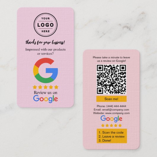 Googleレビュー依頼カード(ロゴとQRコード付き) 名刺 (正面/裏面)