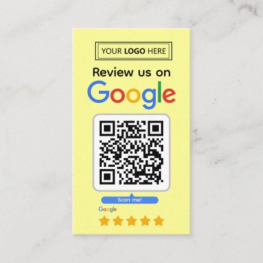 Googleレビュー依頼カード ロゴとQRコード入り 名刺 (正面)