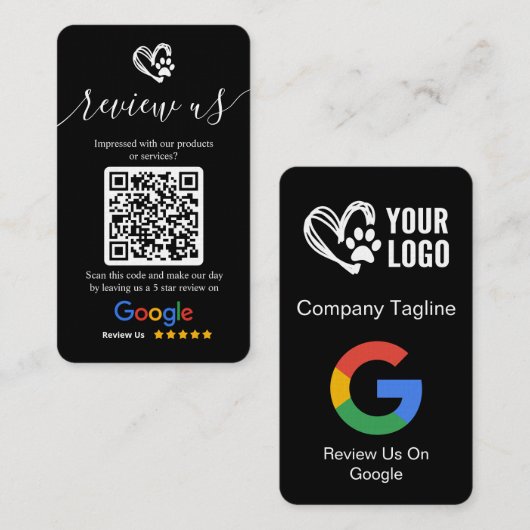 Googleレビュー依頼ロゴ&QRコード(ドッググルーミング) 名刺 (正面/裏面)