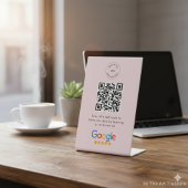 Googleレビュー依頼｜QRコード ビジネス ロゴ ピンク 台座サイン