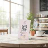 Googleレビュー依頼｜QRコード ビジネス ロゴ ピンク 台座サイン
