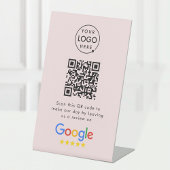 Googleレビュー依頼|QRコード ビジネス ロゴ ピンク 台座サイン