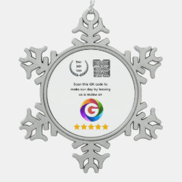 Googleレビュー卓上サイン|QRコードペデスタル スノーフレークピューターオーナメント