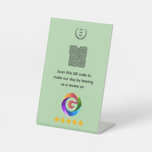 Googleレビュー卓上サイン｜QRコードペデスタル 台座サイン (正面)