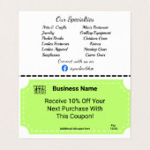Googleレビュー折り畳みカードQRテンプレート(クーポン付き) 名刺 (内部フラット)