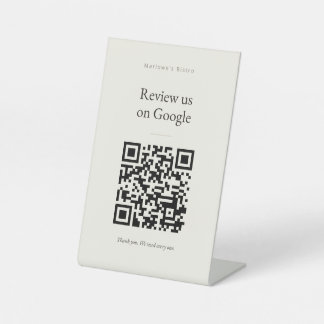 Googleレビュー用スタンド看板 - クラシッククリーム 台座サイン