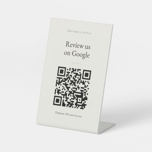 Googleレビュー用スタンド看板 - クラシッククリーム 台座サイン (正面)