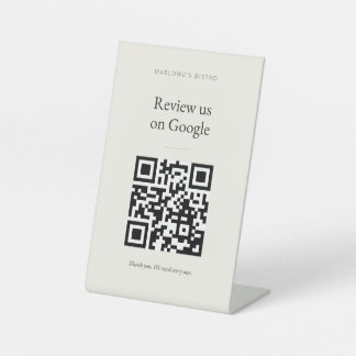 Googleレビュー用スタンド看板 - クラシッククリーム 台座サイン