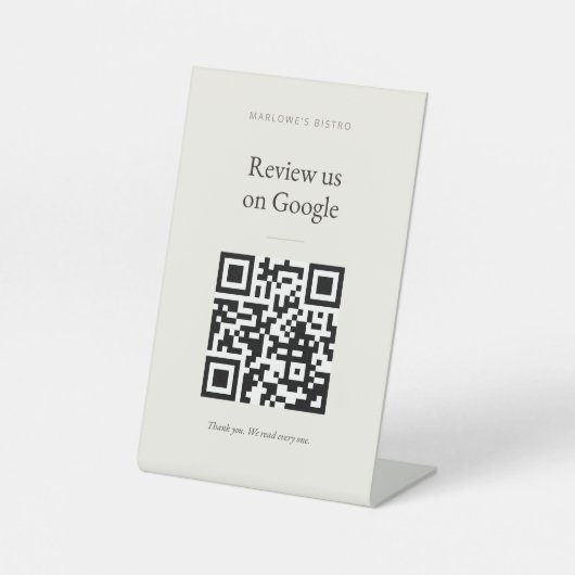 Googleレビュー用スタンド看板 - クラシッククリーム 台座サイン (正面)
