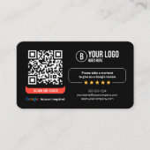 Googleレビュー用QRコード 評判の高いビジネスカード 5つ星 名刺 (正面)
