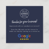 Googleレビュー私たちのビジネス感謝QRコード海軍 スクエア名刺 (正面)