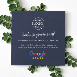 Googleレビュー私たちのビジネス感謝QRコード海軍 スクエア名刺