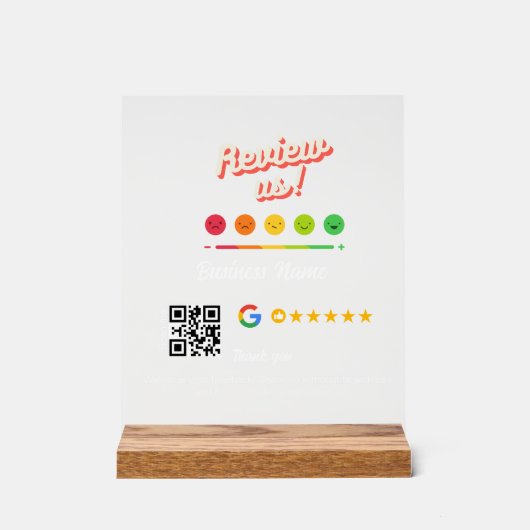 Googleレビュー私のビジネス感謝Qrコード アクリルサイン (正面)