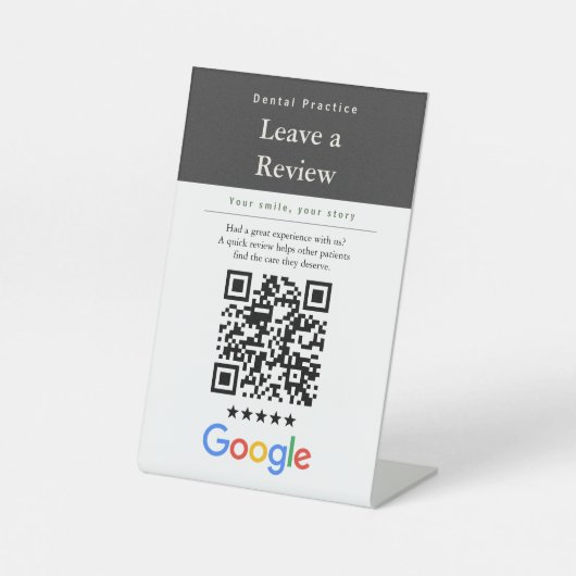 Googleレビュー誘導QRコードサイン | 歯科医院向け 台座サイン (正面)