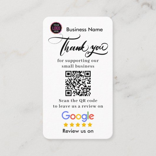 Googleレビュー+サンキュー+QRコード ビジネスカード (正面)