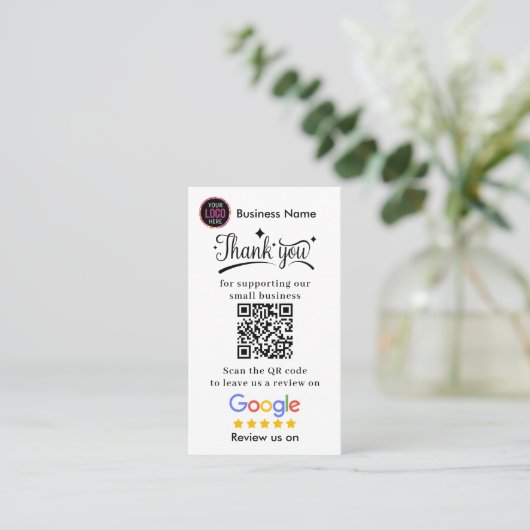 Googleレビュー+サンクス+QRコード ビジネスカード (スタンド正面)