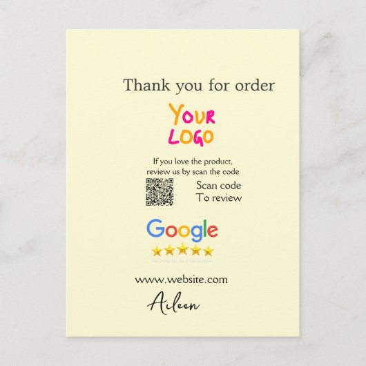 Googleレビュー スキャンQR ビジネス ポストカード (正面)