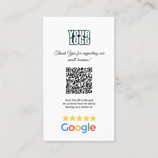 Googleレビュー – ソーシャルメディアを使用した名刺 名刺 (裏面)