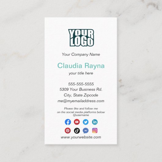 Googleレビュー – ソーシャルメディアを使用した名刺 名刺 (正面)