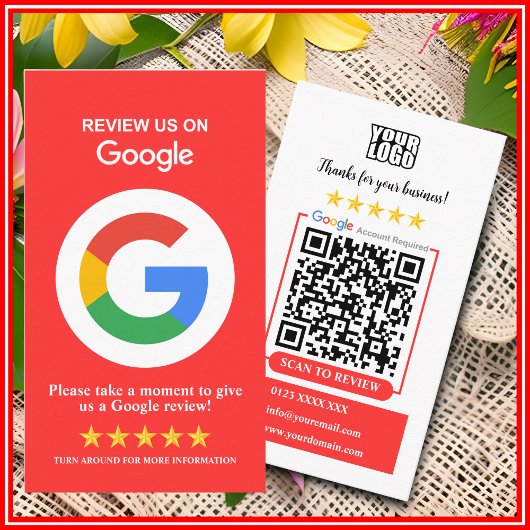 Googleレビュー｜ビジネスレビューはこちら 赤QRコード 名刺